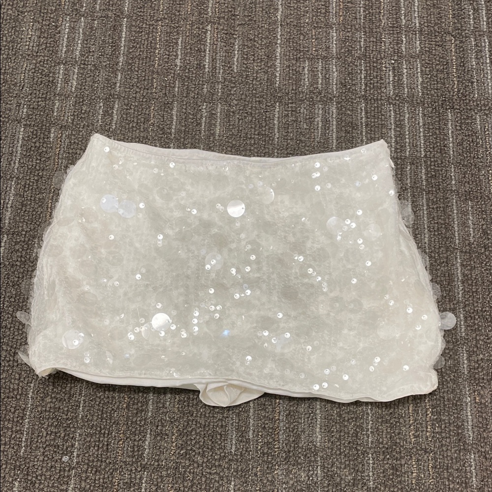 Elegant White Sequin Skirt